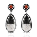 Artisan Crafted White Buffalo and Mediterranean Coral Earrings in Sterling Silver 10.50 ctw - Sticky add to cart bar