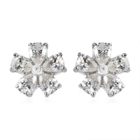 Moissanite Floral Stud Earrings in Platinum Over Sterling Silver 1.40 ctw