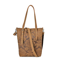 Khaki Genuine Leather Crossbody Bag (10"x3"x14") with 47 Inch Shoulder Strap