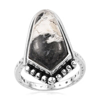 Artisan Crafted White Buffalo Solitaire Ring in Sterling Silver 8.10 ctw