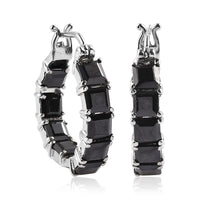 Thai Black Spinel Inside Out Hoop Earrings in Stainless Steel 6.10 ctw