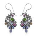 Bali Legacy Chrome Diopside and Multi Gemstone Peacock Dangling Earrings in Sterling Silver 2.90 ctw - Sticky add to cart bar