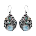Bali Legacy Larimar and Multi Gemstone Earrings in Sterling Silver 5.60 ctw - Sticky add to cart bar