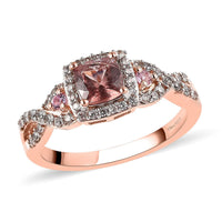 Red Apatite and Multi Gemstone Infinity Shank Ring in Vermeil Rose Gold Over Sterling Silver (Size 10.0) 1.15 ctw