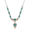 AAA Kagem Zambian Emerald and White Zircon Necklace 18-20 Inches in Vermeil Yellow Gold and Platinum Over Sterling Silver 2.50 ctw - Sticky add to cart bar
