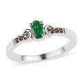 AAA Kagem Zambian Emerald and Brown Zircon Ring in Platinum Over Sterling Silver 0.30 ctw - Sticky add to cart bar