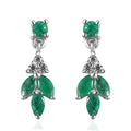 AAA Kagem Zambian Emerald and White Zircon Earrings in Platinum Over Sterling Silver 0.70 ctw - Sticky add to cart bar