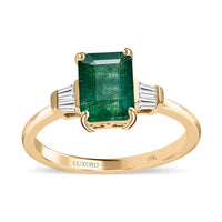 Luxoro 10K Yellow Gold AAA Kagem Zambian Emerald and G-H I3 Diamond Ring (Size 10.0) 1.70 ctw