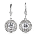 TLV Moissanite (Rnd 6.5mm) Lever Back Earrings in Platinum Over Sterling Silver 2.85 ctw - Sticky add to cart bar