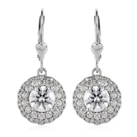 TLV Moissanite (Rnd 6.5mm) Lever Back Earrings in Platinum Over Sterling Silver 2.85 ctw