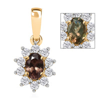 Luxoro 10K Yellow Gold Premium Bekily Color Change Garnet and Moissanite Sunburst Pendant 1.00 ctw