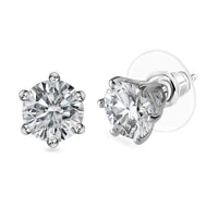 Moissanite Timeless Solitaire Stud Earrings in Sterling Silver