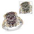 Bekily Color Change Garnet and White Zircon Ring in Vermeil Yellow Gold and Platinum Over Sterling Silver 2.65 ctw - Sticky add to cart bar