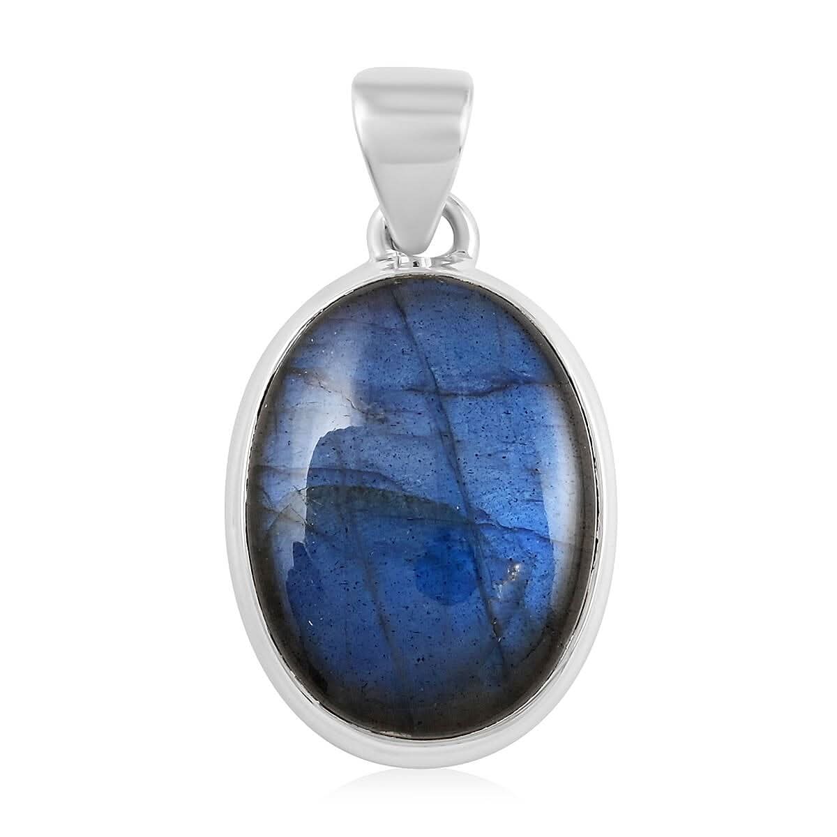 Peacock Labradorite Pendant in Sterling Silver 18.80 ctw
