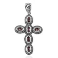 D'Joy Artisan Crafted Bekily Color Change Garnet Cross Pendant without Chain in Sterling Silver 1.75 ctw - Sticky add to cart bar