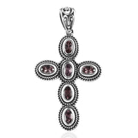 D'Joy Artisan Crafted Bekily Color Change Garnet Cross Pendant without Chain in Sterling Silver 1.75 ctw