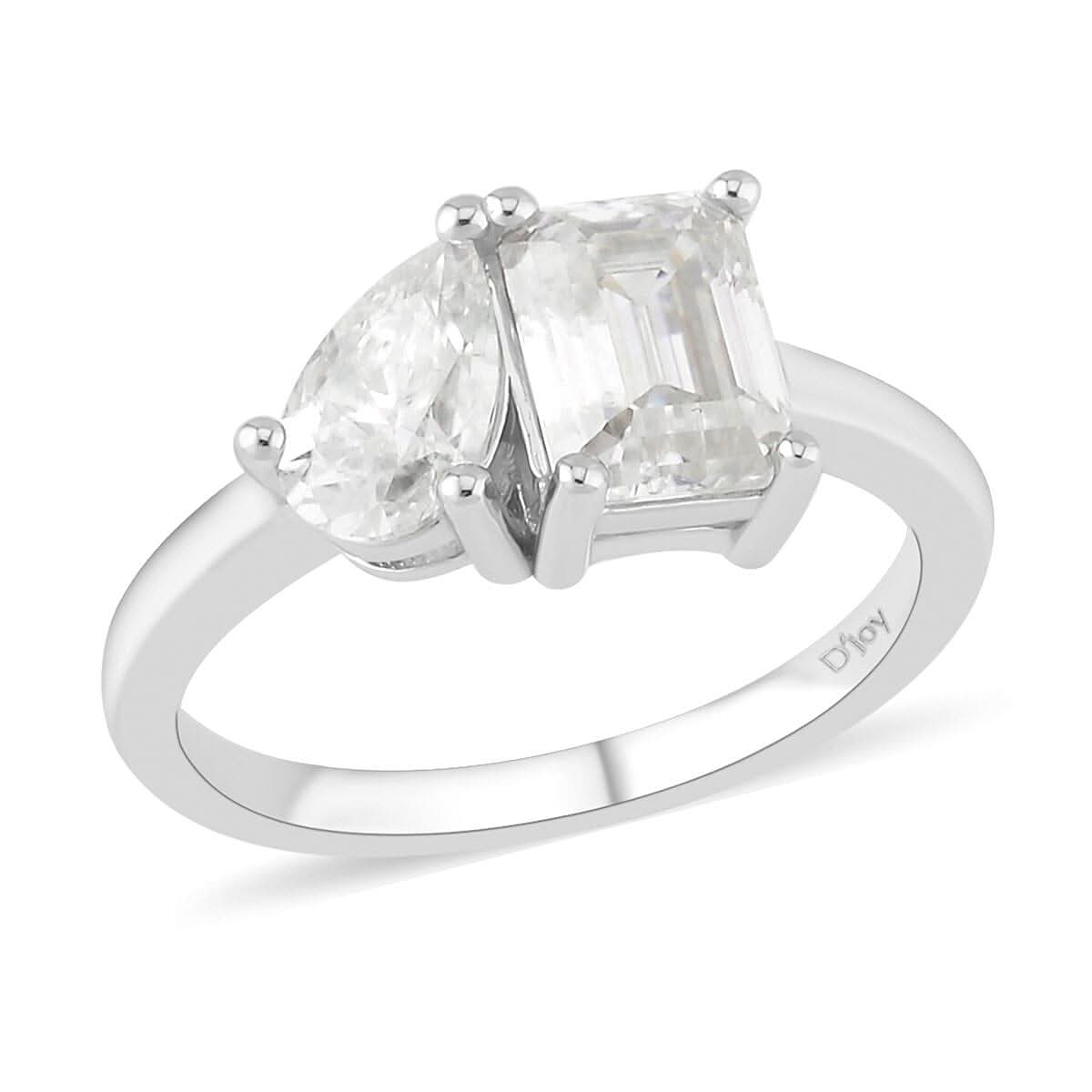 Moissanite Toi-Moi Ring in Rhodium Over Sterling Silver (Size 10.0) 2.60 ctw