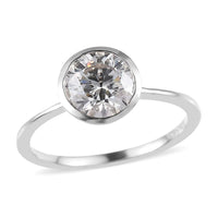 Moissanite Solitaire Ring in Platinum Over Sterling Silver (Size 10.0) 1.40 ctw