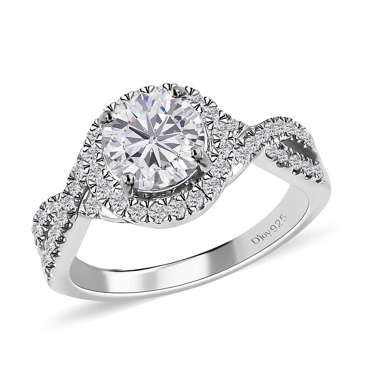 Moissanite Infinity Ring in Platinum Over Sterling Silver 1.65 ctw