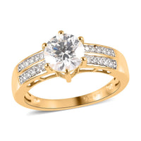Moissanite Ring in Vermeil Yellow Gold Over Sterling Silver 1.35 ctw (Del. in 7-10 Days)