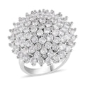 Simulated Diamond Cluster Ring in Silvertone (Size 10.0) 6.00 ctw - Sticky add to cart bar