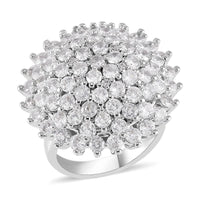 Simulated Diamond Cluster Ring in Silvertone (Size 10.0) 6.00 ctw