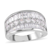 Simulated Diamond Bridge Ring in Silvertone (Size 10.0) 5.00 ctw