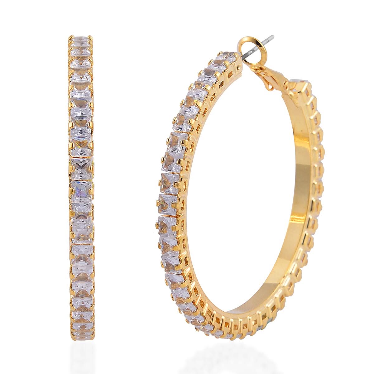 Simulated Diamond Hoop Earrings in Goldtone 6.00 ctw