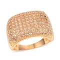Simulated Champagne Diamond Dome Ring in Goldtone (Size 10.0) 3.00 ctw - Sticky add to cart bar