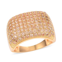 Simulated Champagne Diamond Dome Ring in Goldtone (Size 10.0) 3.00 ctw