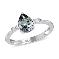 Luxoro 10K White Gold Premium Green Tanzanite and G-H I3 Diamond Ring 1.30 ctw