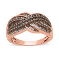 Natural Champagne Diamond Infinity Ring in Vermeil Rose Gold Over Sterling Silver 1.00 ctw - Sticky add to cart bar