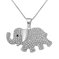 Black and White Austrian Crystal Elephant Necklace (28-30 Inches) in Silvertone - Sticky add to cart bar