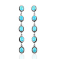 Santa Fe Style Kingman Turquoise Earrings in Sterling Silver 17.50 ctw - Sticky add to cart bar