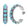 Santa Fe Style Kingman Turquoise Earrings in Sterling Silver 19.20 ctw - Sticky add to cart bar