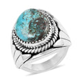 Santa Fe Style Kingman Turquoise Ring in Sterling Silver (Size 8) 4.75 ctw - Sticky add to cart bar