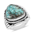 Santa Fe Style Kingman Turquoise Ring in Sterling Silver (Size 9.0) 5.65 ctw - Sticky add to cart bar