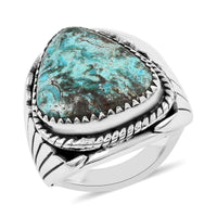 Santa Fe Style Kingman Turquoise Ring in Sterling Silver (Size 9.0) 5.65 ctw