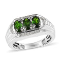 Chrome Diopside and White Zircon Men's Ring in Platinum Over Sterling Silver (Size 10.0) 1.70 ctw - Sticky add to cart bar