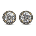 Luxoro 10K Yellow Gold Moissanite and Natural Champagne Diamond Double Halo Stud Earrings 2.60 ctw - Sticky add to cart bar