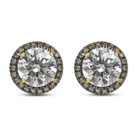 Luxoro 10K Yellow Gold Moissanite and Natural Champagne Diamond Double Halo Stud Earrings 2.60 ctw