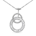 Austrian Crystal and White Glass 2 Open Circle Pendant with Necklace in Silvertone 28-30 Inches - Sticky add to cart bar