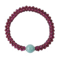 Amazonite and Mozambique Garnet Beaded Stretch Bracelet in Silvertone 99.00 ctw - Sticky add to cart bar