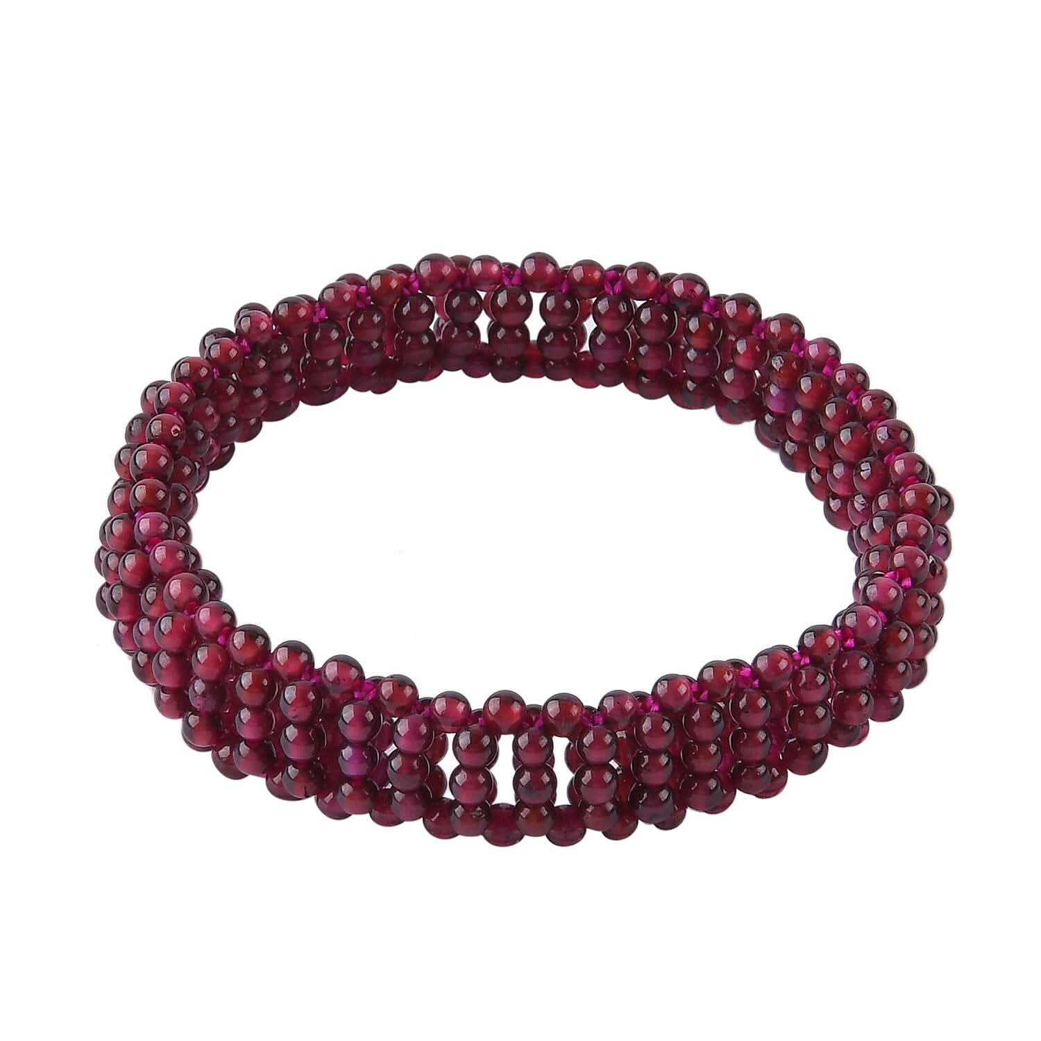 Mozambique Garnet 94.50 ctw Beaded Stretch Bracelet