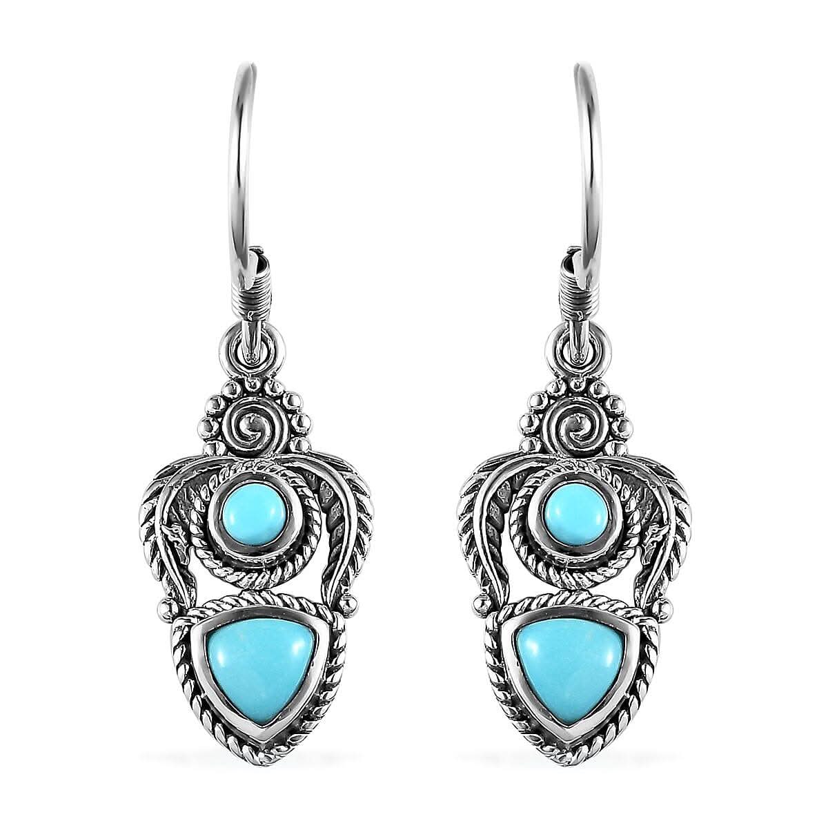 Artisan Crafted Sleeping Beauty Turquoise Earrings in Sterling Silver 1.00 ctw