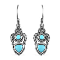 Artisan Crafted Sleeping Beauty Turquoise Earrings in Sterling Silver 1.00 ctw