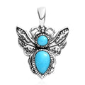 Artisan Crafted Sleeping Beauty Turquoise Bee Pendant in Sterling Silver 1.50 ctw - Sticky add to cart bar