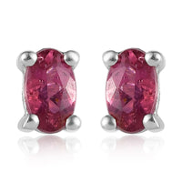 Premium Ouro Fino Rubellite Solitaire Stud Earrings in Platinum Over Sterling Silver 0.50 ctw