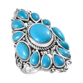 Artisan Crafted Sleeping Beauty Turquoise Floral Ring in Sterling Silver 5.35 ctw - Sticky add to cart bar