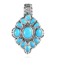 Artisan Crafted Sleeping Beauty Turquoise Floral Pendant in Sterling Silver 5.25 ctw - Sticky add to cart bar